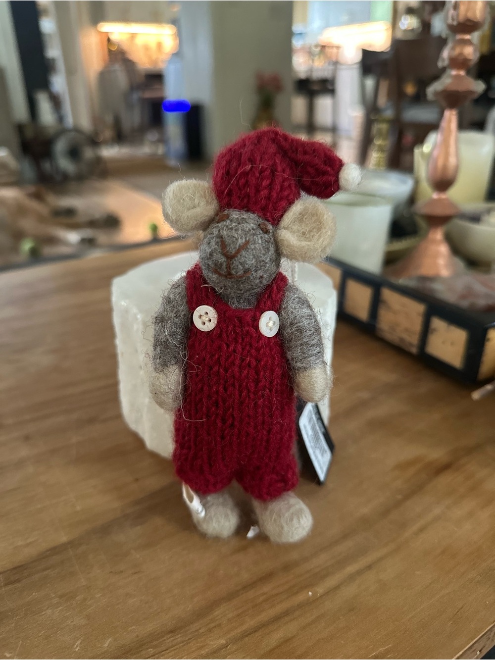 Gry&Sif Festive handmade wool Mouse brown red pose with Knit Outfit 6” hygge new